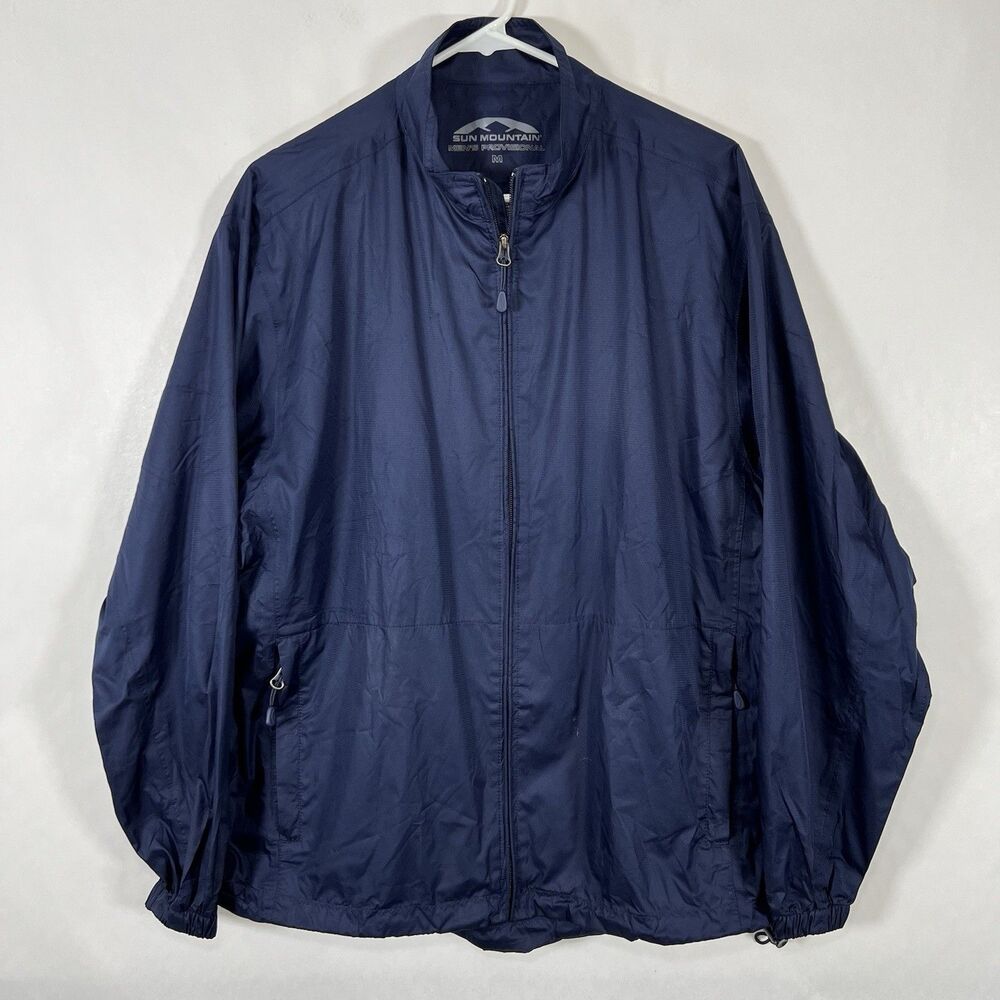 Sun Mountain Mens Provisional Full Zip Windbreaker Golf Rain Jacket Medium Navy